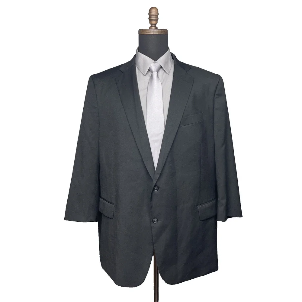 Stafford Men's Sport Coat Blazer Two Button Black Coolmax All Season Classic 52R